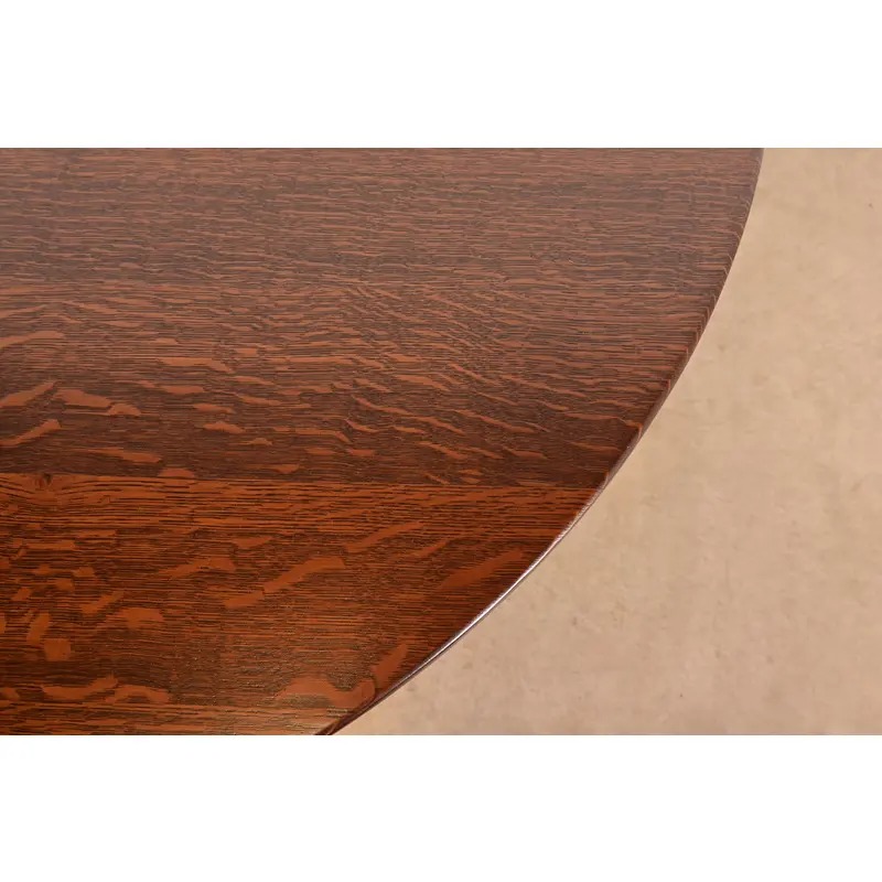 Stickley Brothers Antique Mission Oak Arts & Crafts Round Dining Table, Newly Refinished - Image 7