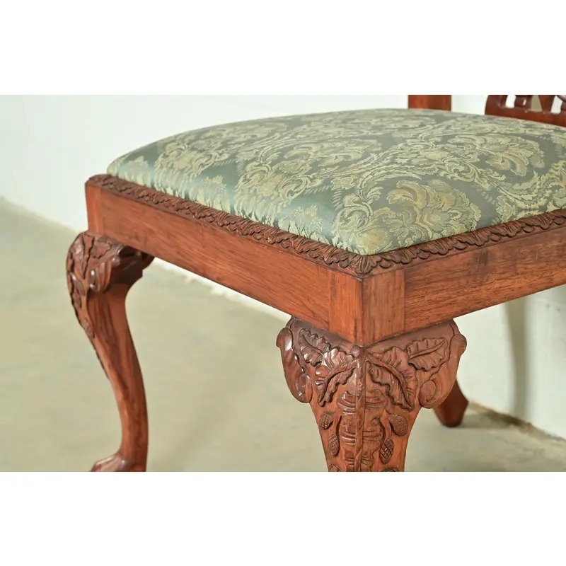 Baker Furniture Style Chippendale Carved Mahogany Side Chairs or Dining Chairs, Pair - Image 8