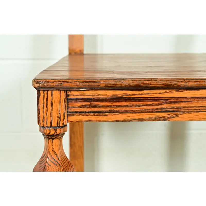 Early Romweber Antique English Jacobean Carved Oak and Burl Wood Dining Chairs, Set of Four - Image 8