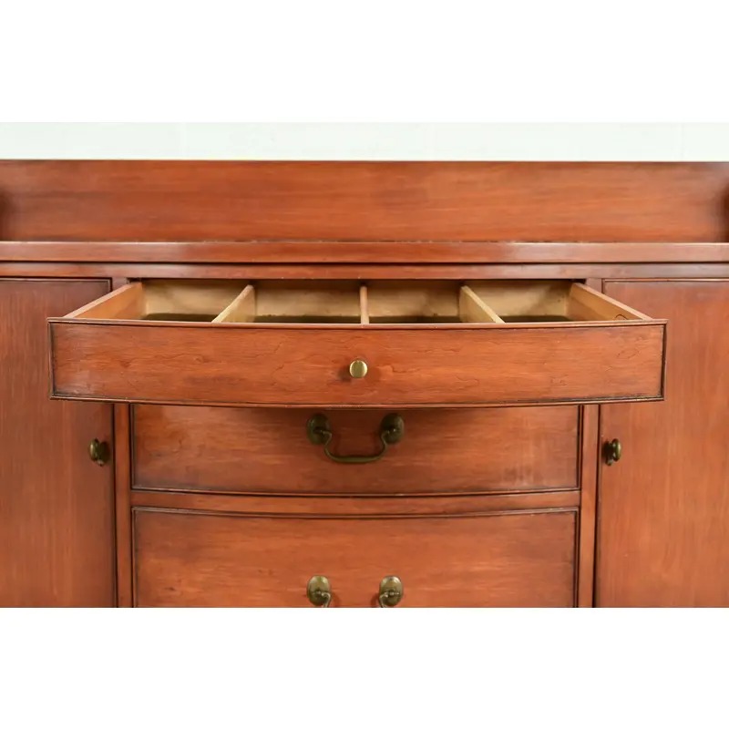 Federal Cherry Wood Serpentine Front Sideboard Buffet by Morganton, Circa 1950s - Image 8