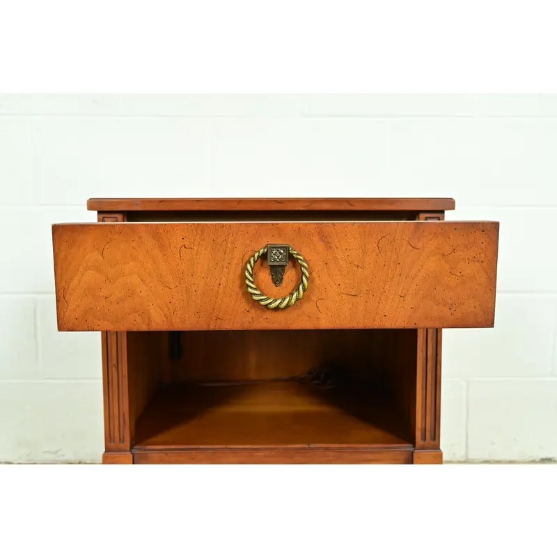 Henredon French Regency Louis XVI Carved Walnut Nightstand, Circa 1960s - Image 8