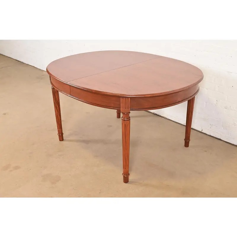 Henredon Style French Regency Louis XVI Teak Extension Dining Table, Newly Refinished - Image 8