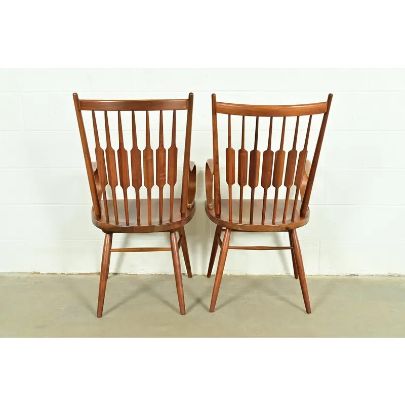 Kipp Stewart for Drexel Declaration Sculpted Walnut Armchairs, Pair - Image 8