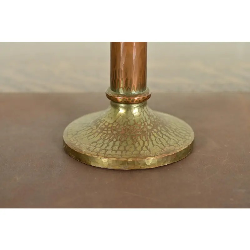 Roycroft Arts & Crafts Brass Finished Hammered Copper Candlestick - Image 8