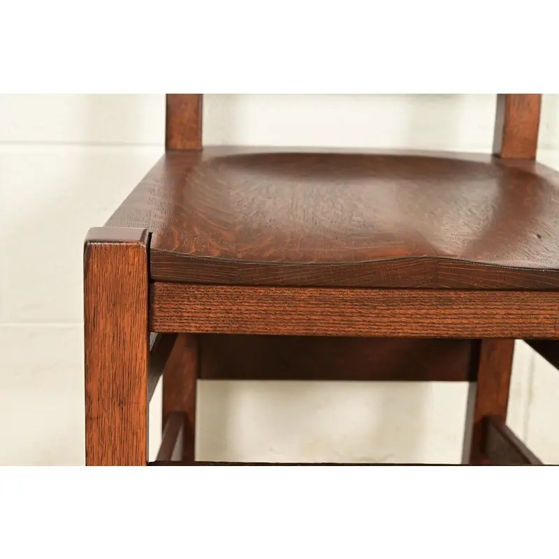 Stickley Brothers Antique Mission Oak Arts & Crafts Ladder Back Dining Chairs, Newly Refinished - Image 8