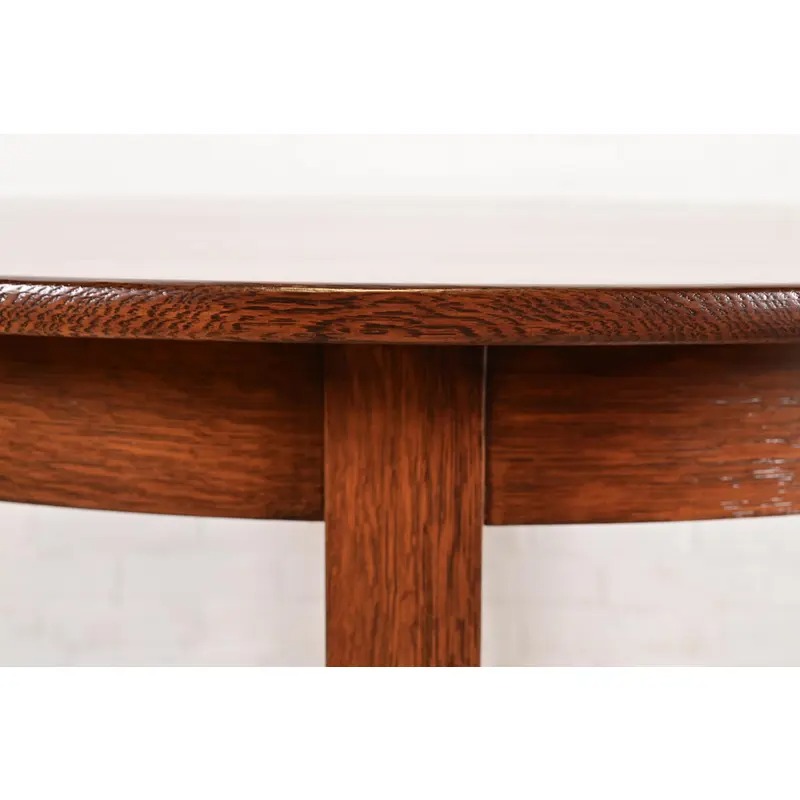 Stickley Brothers Antique Mission Oak Arts & Crafts Round Dining Table, Newly Refinished - Image 8