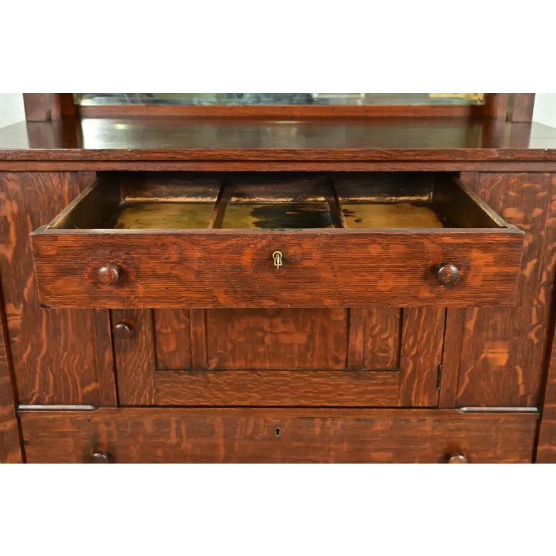 Stickley Brothers Style Antique Mission Oak Arts & Crafts Sideboard or Bar Cabinet, Circa 1910 - Image 8