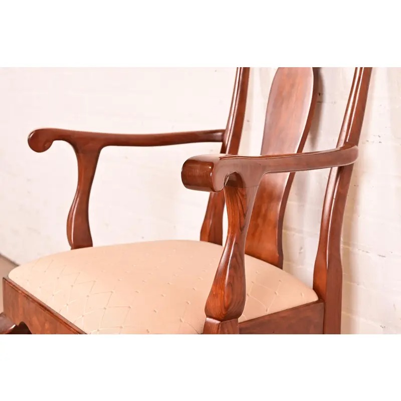 Stickley Queen Anne Carved Solid Cherry Wood Armchairs, Pair - Image 8