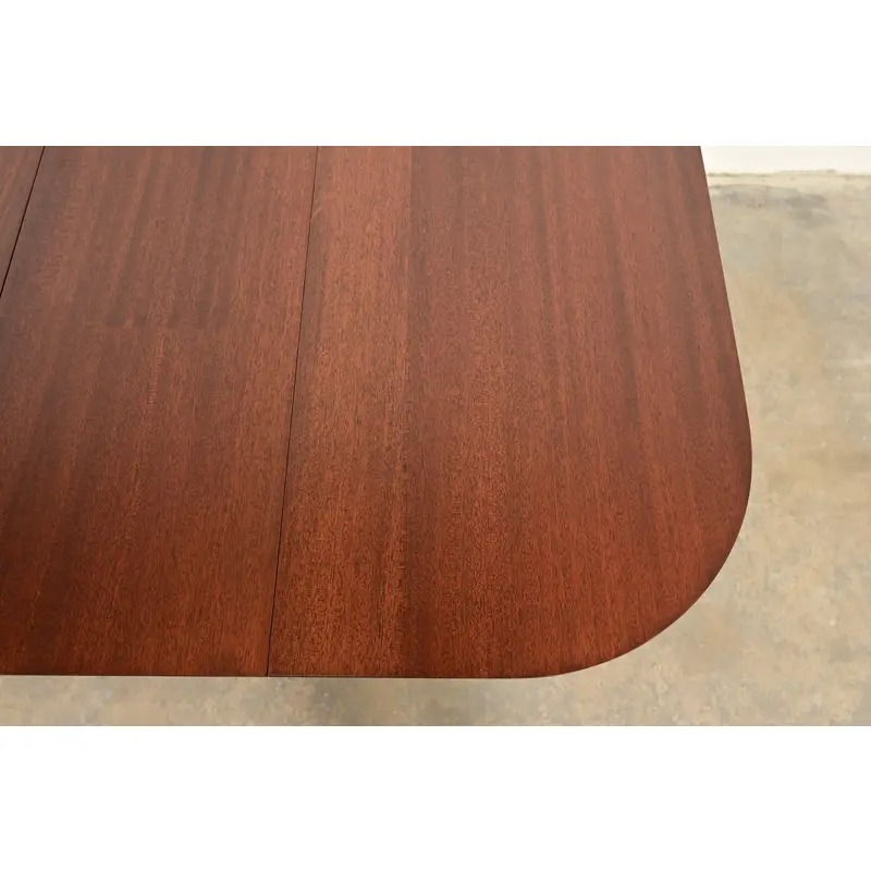 Baker Furniture Style Georgian Mahogany Pedestal Extension Dining Table, Newly Refinished - Image 9