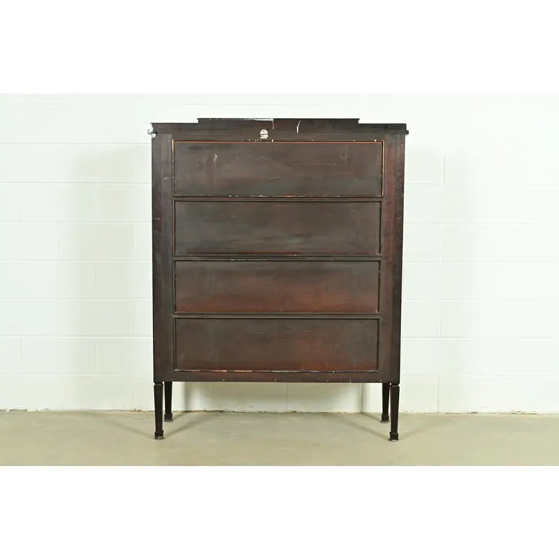 Berkey & Gay Style Antique French Regency Louis XVI Carved Mahogany Bookcase or Display Cabinet, Circa 1900 - Image 9