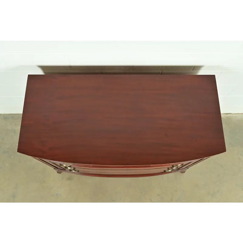 Federal Inlaid Mahogany Bow Front Dresser Chest by National Furniture, Circa 1960s - Image 9