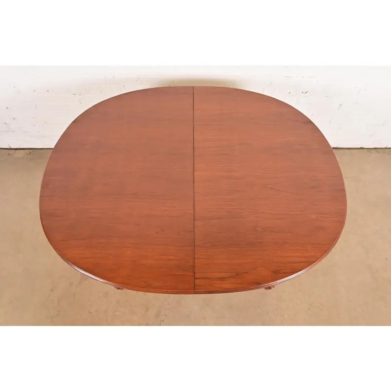 Henredon Style French Regency Louis XVI Teak Extension Dining Table, Newly Refinished - Image 9