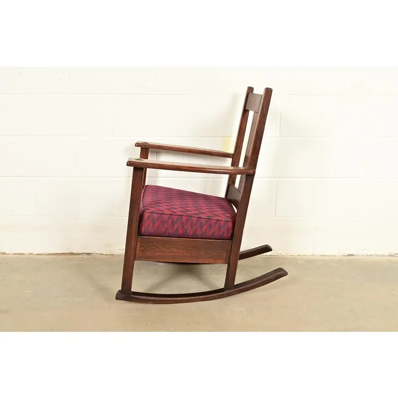Limbert Antique Mission Oak Arts & Crafts Rocking Chair, Circa 1910 - Image 9