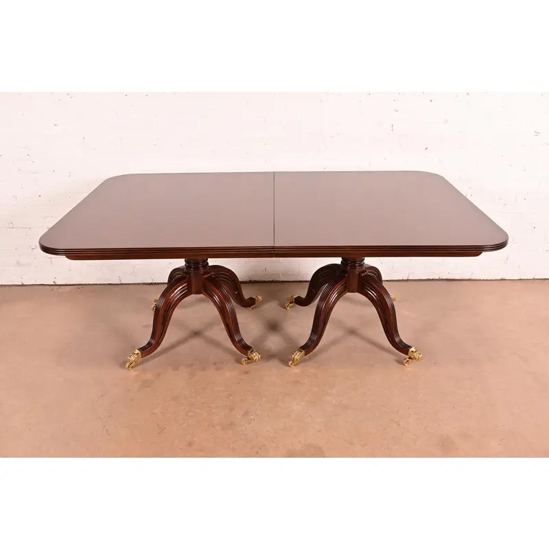 Ralph Lauren Regency Carved Mahogany "Duke" Extension Dining Table, Newly Refinished - Image 9