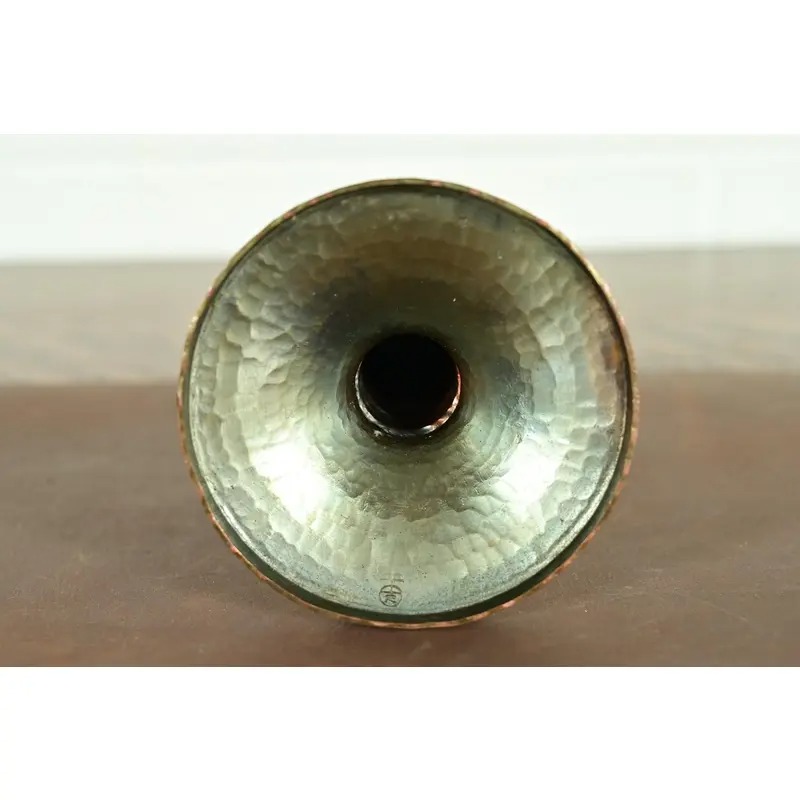 Roycroft Arts & Crafts Brass Finished Hammered Copper Candlestick - Image 9