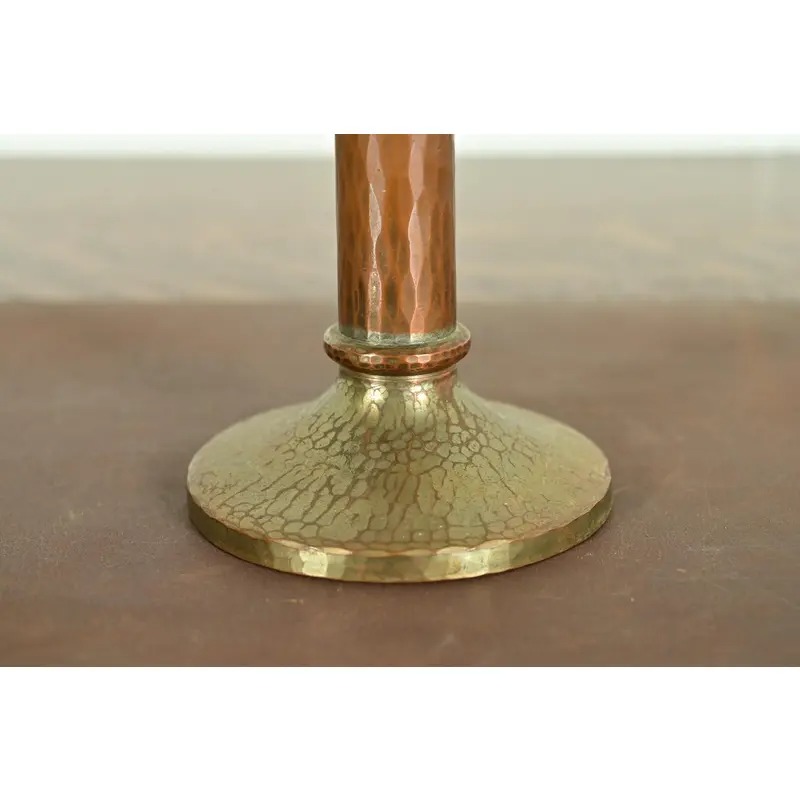 Roycroft Arts & Crafts Brass Finished Hammered Copper Candlestick - Image 9