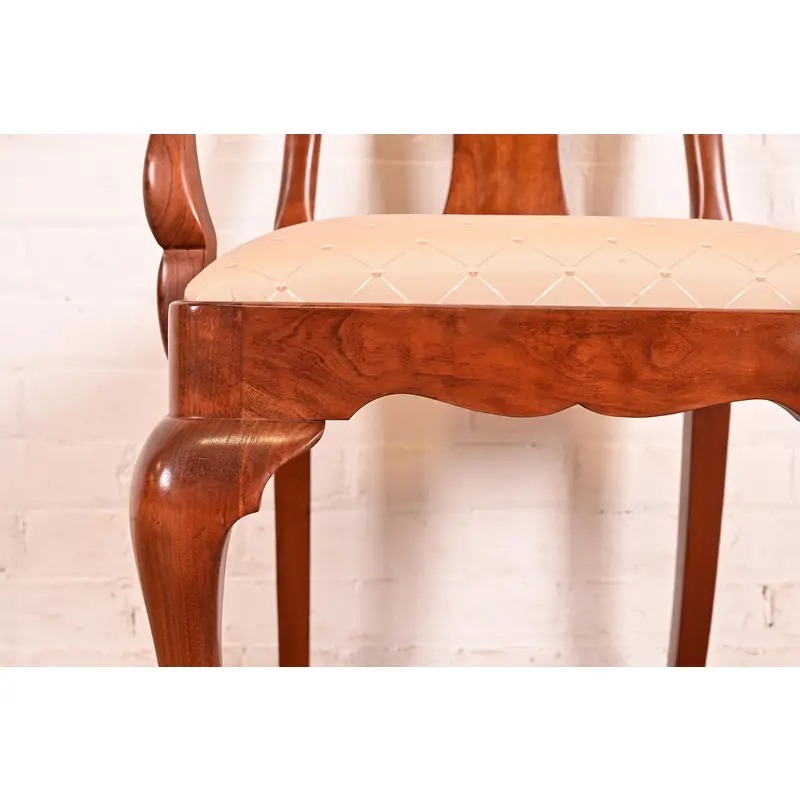 Stickley Queen Anne Carved Solid Cherry Wood Armchairs, Pair - Image 9