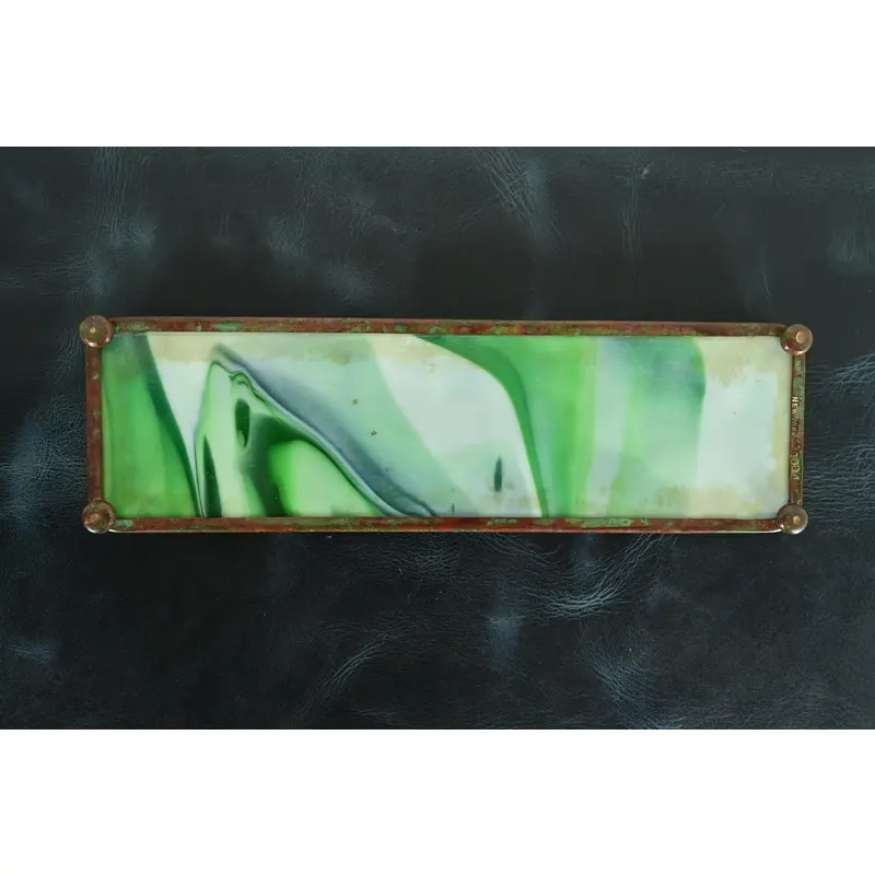 Tiffany Studios New York Pine Needle Bronze and Favrile Slag Glass Pen Tray - Image 9
