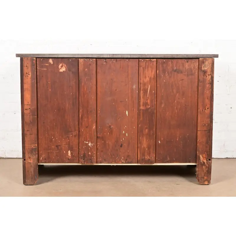 Antique Victorian Carved Oak Marble Top Sideboard Buffet or Bar Cabinet, Circa 1890s - Image 10