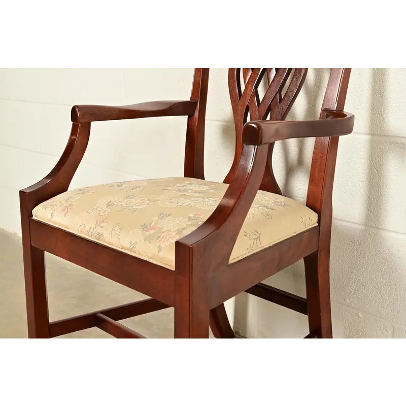 Baker Furniture Georgian Carved Mahogany Dining Chairs, Set of Six - Image 10