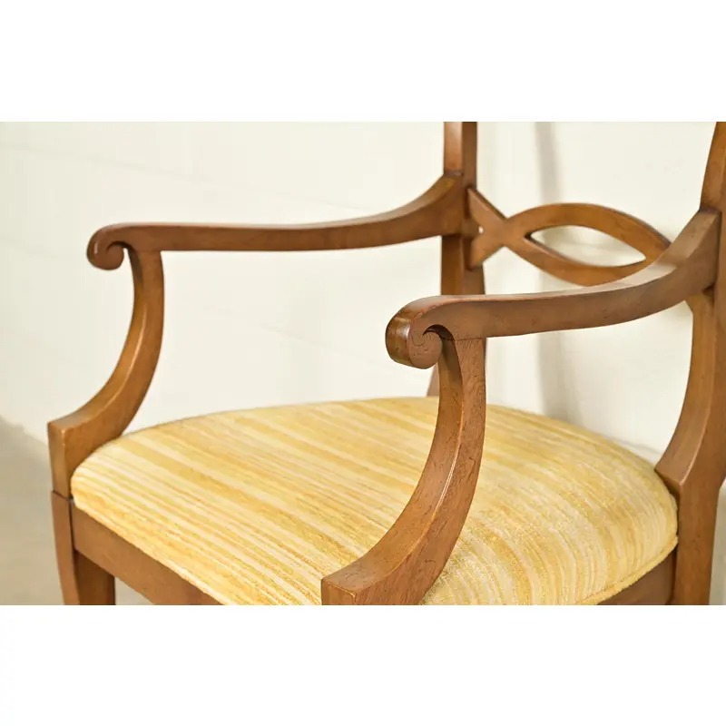 Kindel Furniture Style Regency Carved Walnut Dining Chairs, Set of Six - Image 10