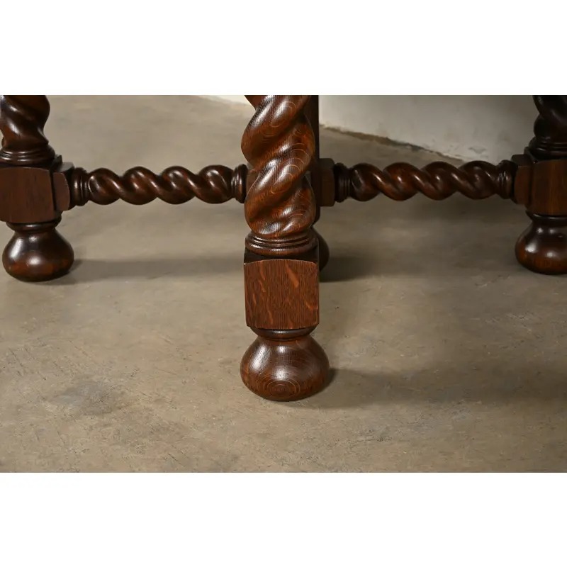 Stickley Brothers Antique Mission Oak Arts & Crafts Barley Twist Extension Dining Table, Newly Refinished - Image 10