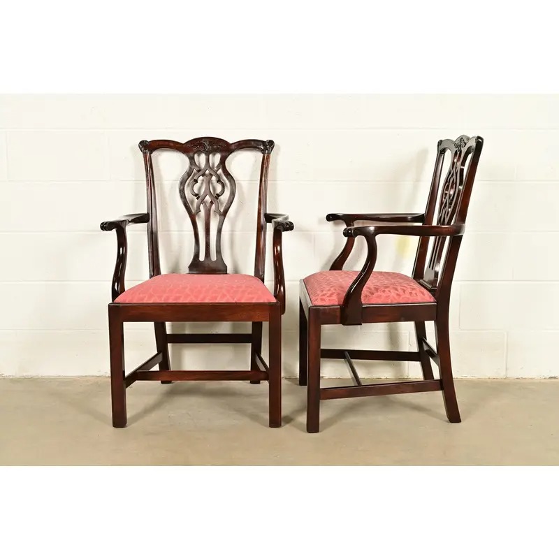 Stickley Georgian Carved Mahogany Armchairs, Pair - Image 10