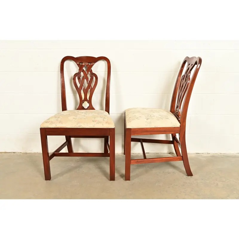 Baker Furniture Georgian Carved Mahogany Dining Chairs, Set of Six - Image 11