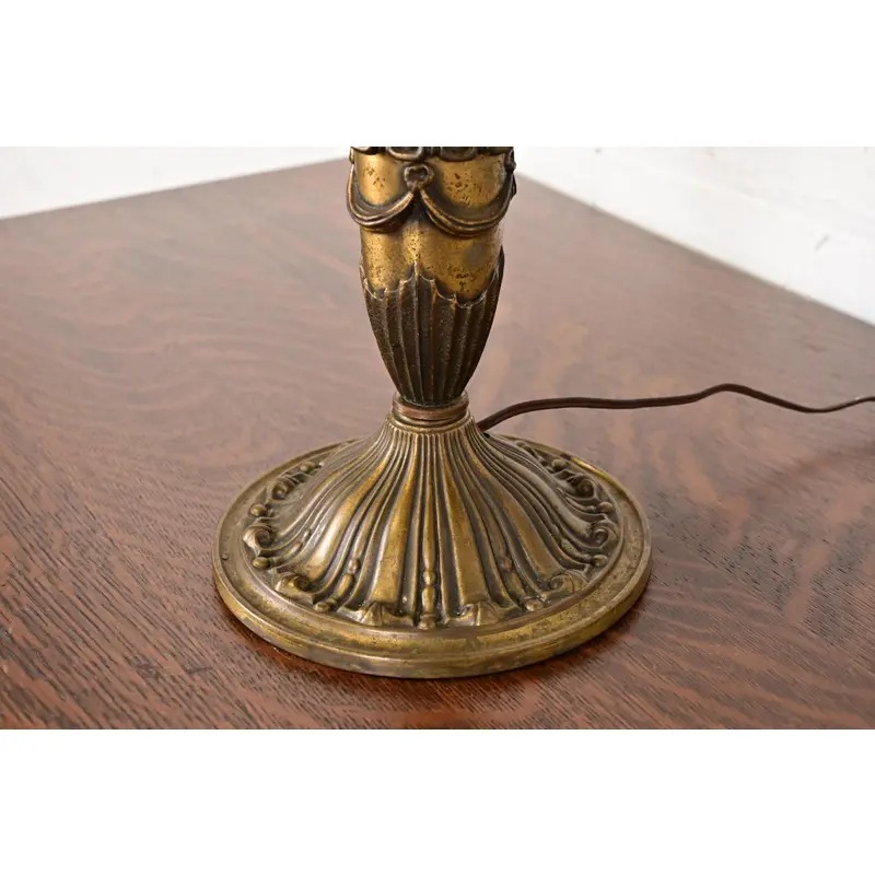 Bradley & Hubbard Antique Art Nouveau Slag Glass Table Lamp, Circa 1910 - Image 11