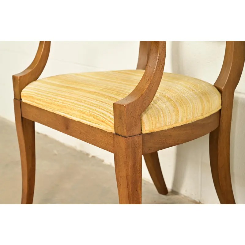 Kindel Furniture Style Regency Carved Walnut Dining Chairs, Set of Six - Image 11