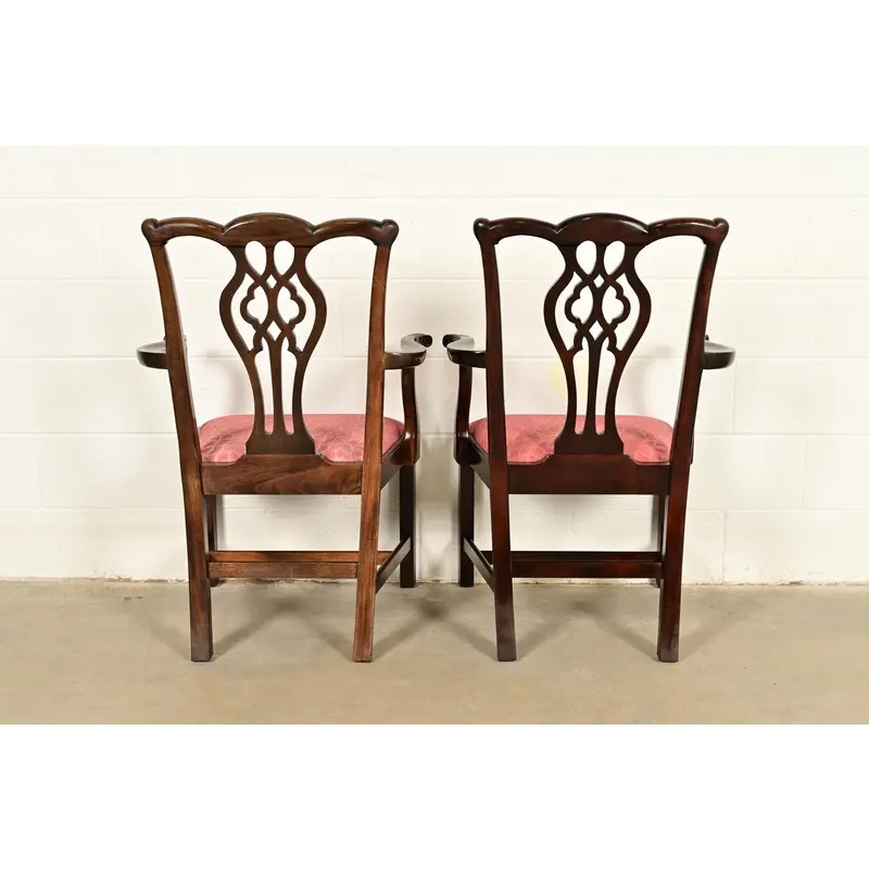 Stickley Georgian Carved Mahogany Armchairs, Pair - Image 11