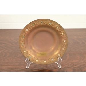 Tiffany Studios New York Bronze Doré Bowl With Abalone Inlay