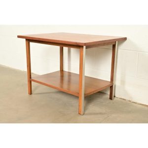 Paul McCobb for Calvin Furniture Linear Group Walnut Two-Tier Side Table, 1950s