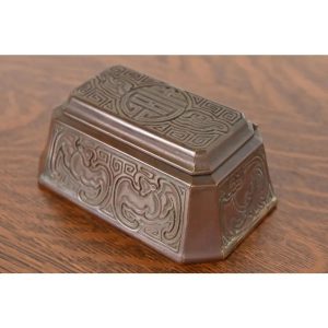 Tiffany Studios New York Chinese Pattern Bronze Stamp Box
