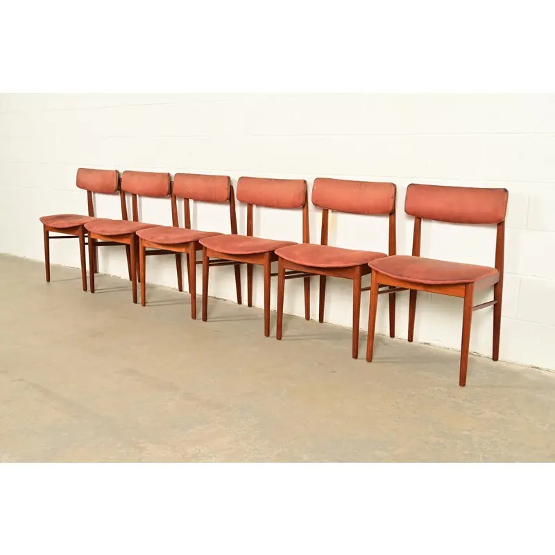 Finn Juhl Style Danish Modern Sculpted Teak Dining Chairs, Set of Six