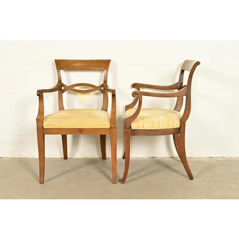 Kindel Furniture Style Regency Carved Walnut Dining Chairs, Set of Six - Image 13
