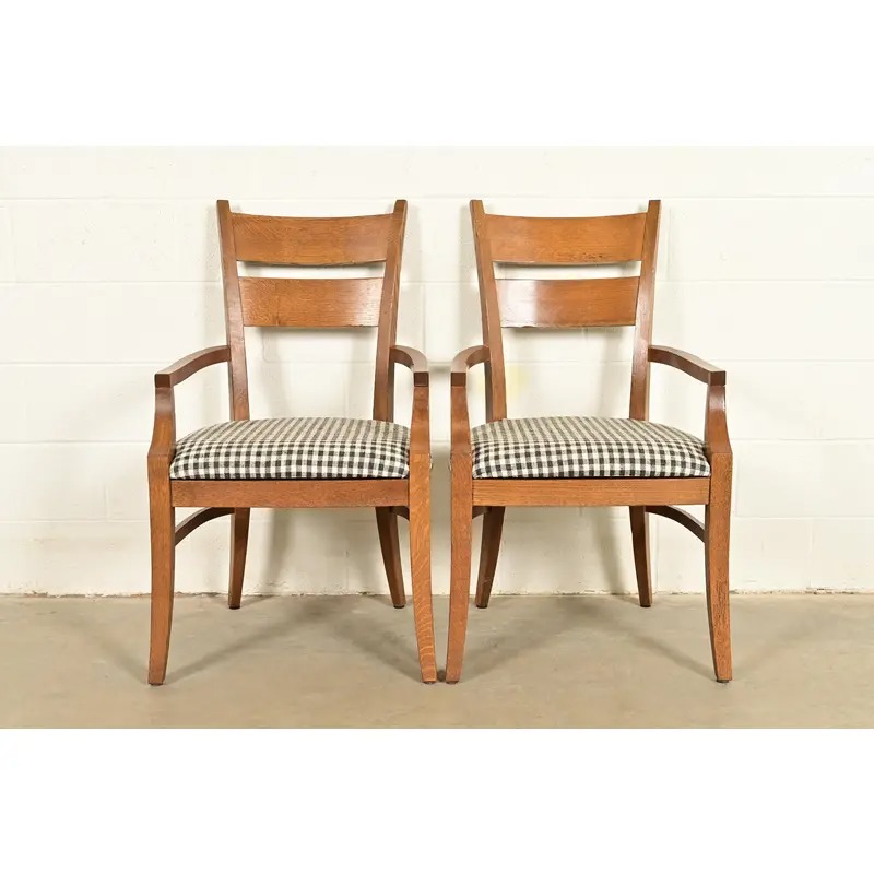Stickley Mission Oak Arts & Crafts Armchairs, Pair