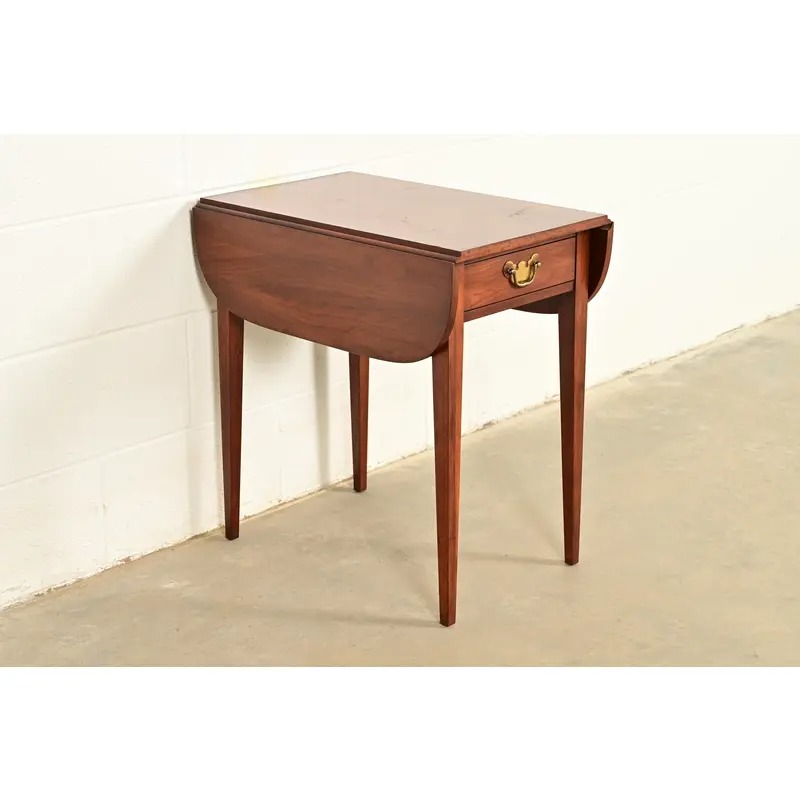 Henkel Harris Georgian Solid Cherry Wood Drop Leaf Pembroke Side Table