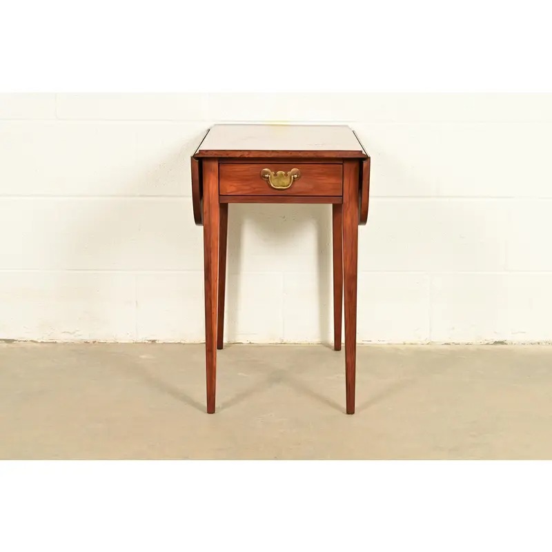 Henkel Harris Georgian Solid Cherry Wood Drop Leaf Pembroke Side Table - Image 2