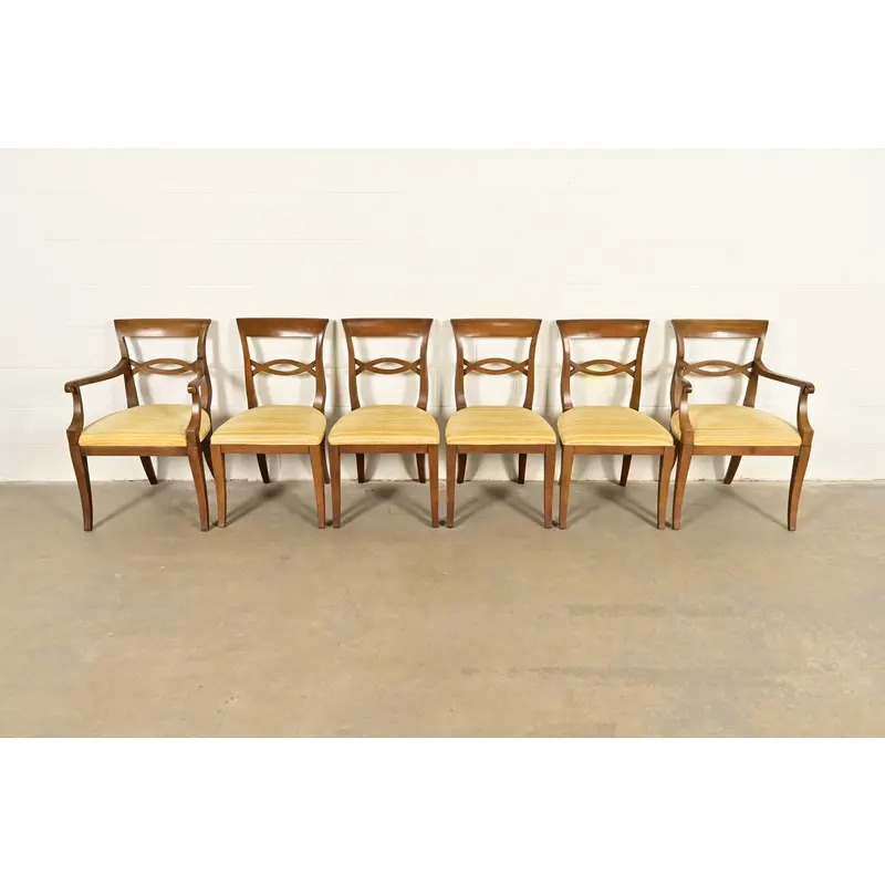 Kindel Furniture Style Regency Carved Walnut Dining Chairs, Set of Six - Image 2