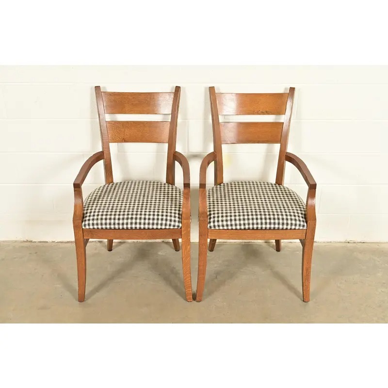 Stickley Mission Oak Arts & Crafts Armchairs, Pair - Image 2
