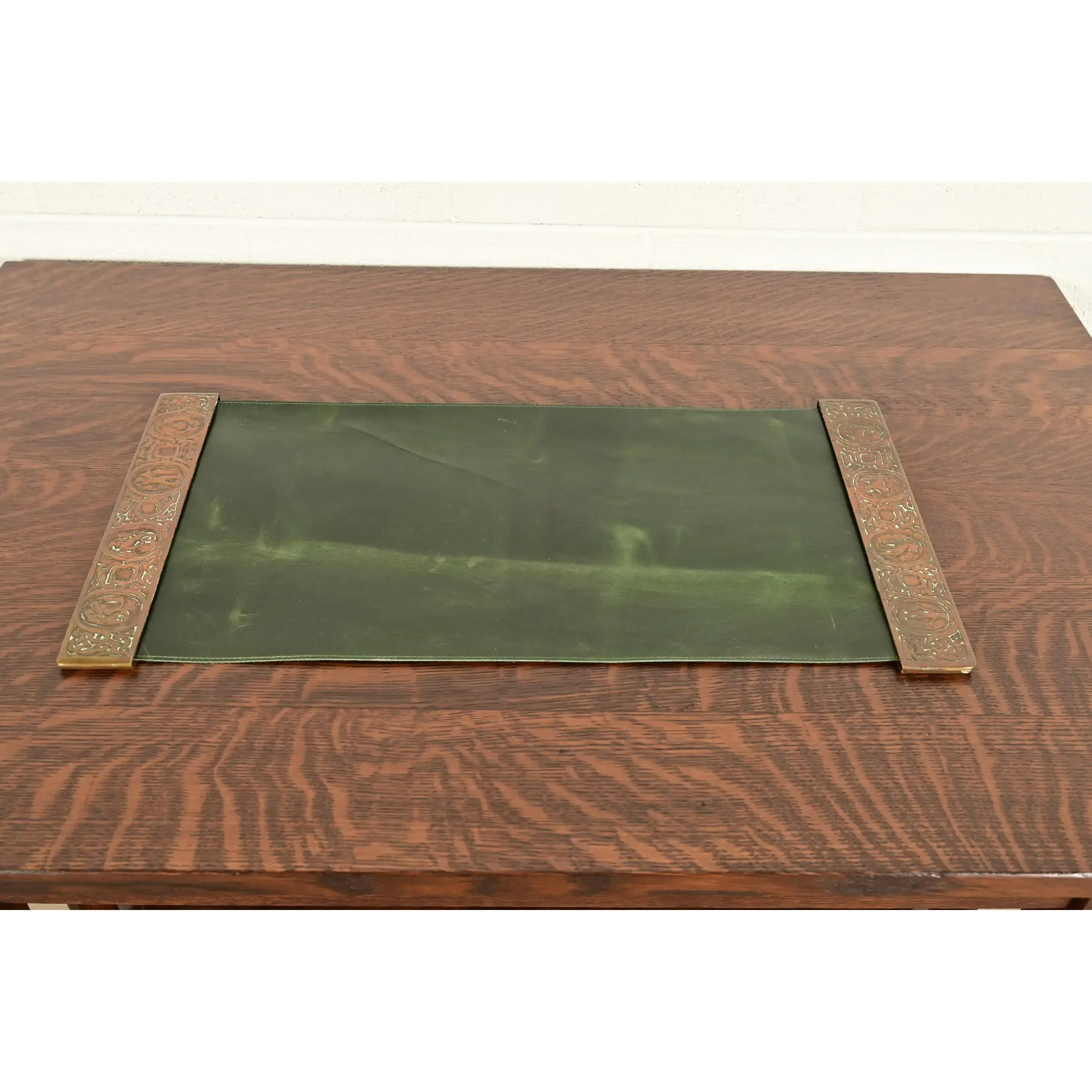 Tiffany Studios New York Zodiac Bronze Blotter Ends With Leather Desk Blotter - Image 2