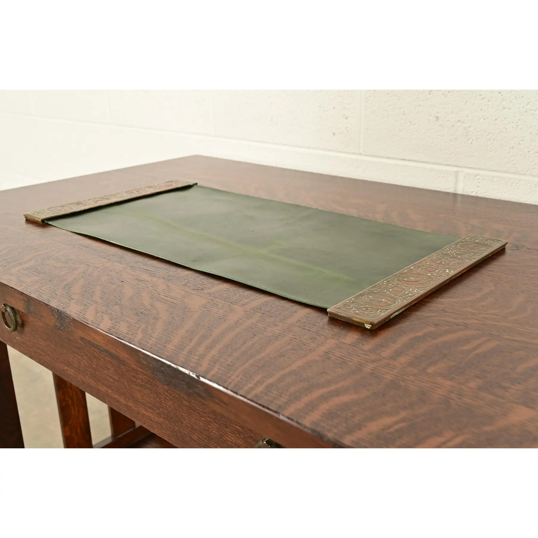 Tiffany Studios New York Zodiac Bronze Blotter Ends With Leather Desk Blotter - Image 3