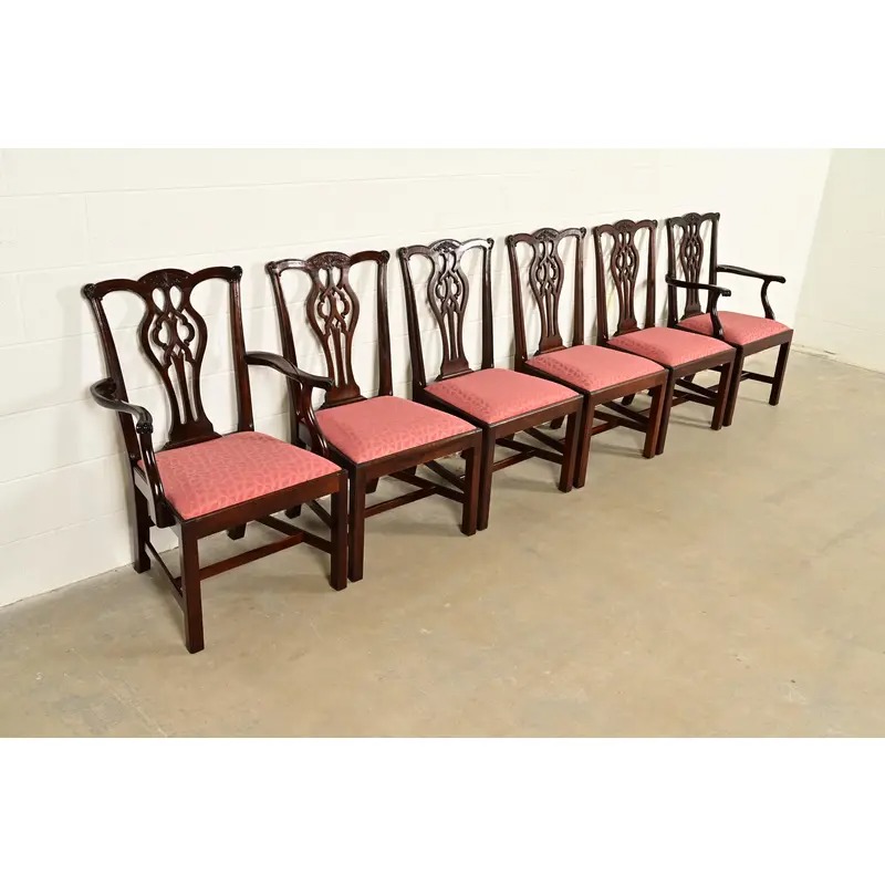 Stickley Georgian Carved Mahogany Dining Chairs, Set of Six - Image 4