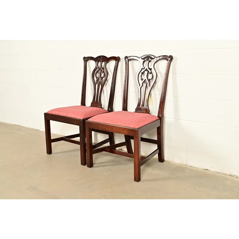 Stickley Georgian Carved Mahogany Side Chairs or Dining Chairs, Pair - Image 4