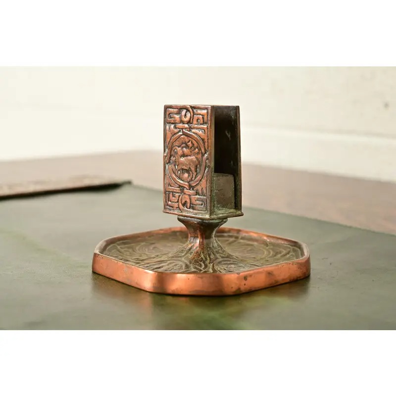 Tiffany Studios New York Zodiac Pattern Bronze Match Box Holder - Image 4