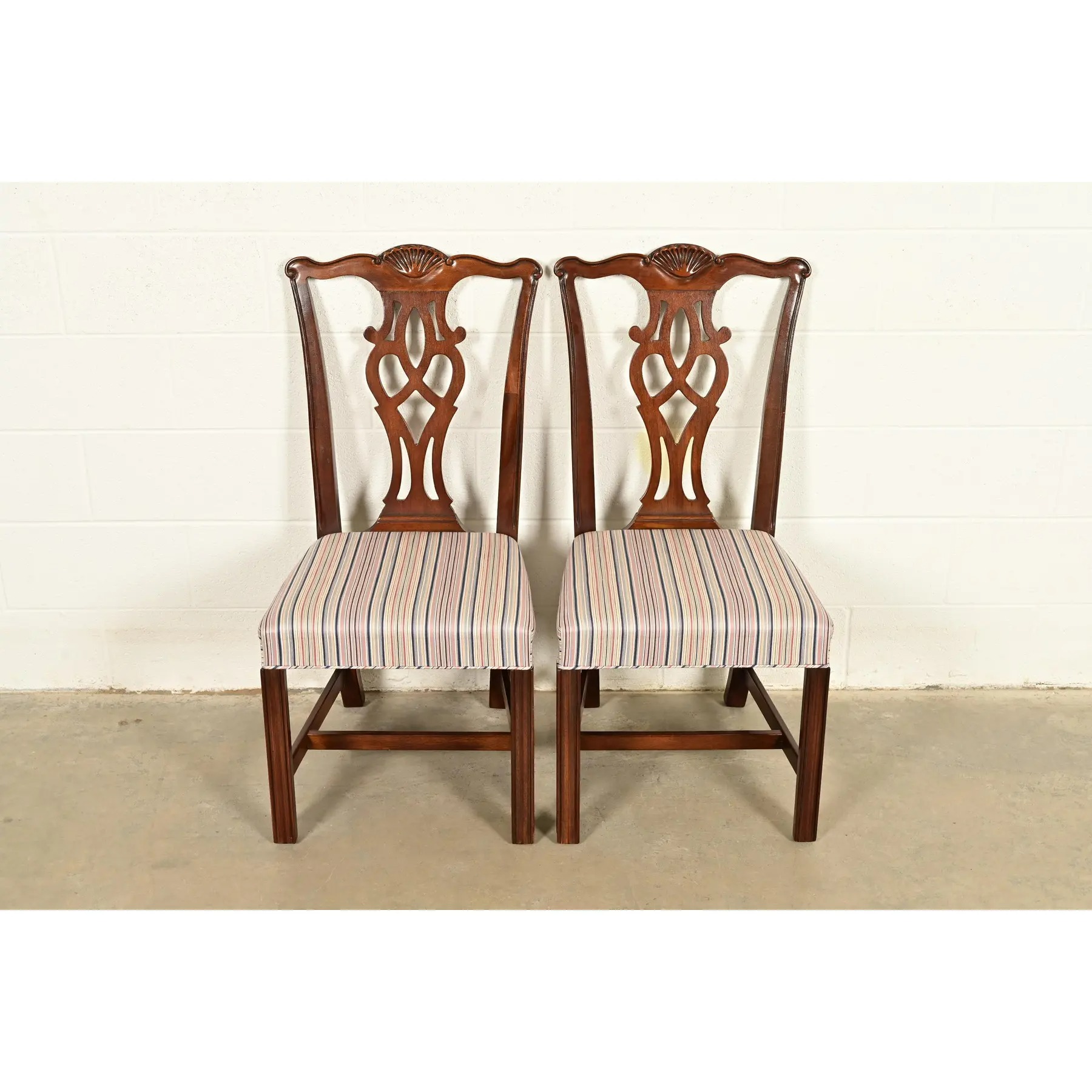 Drexel Heritage Georgian Carved Mahogany Side Chairs or Dining Chairs, Pair - Image 2