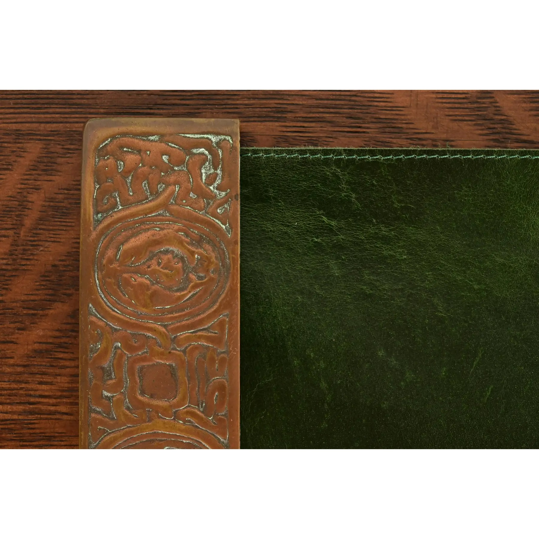 Tiffany Studios New York Zodiac Bronze Blotter Ends With Leather Desk Blotter - Image 5