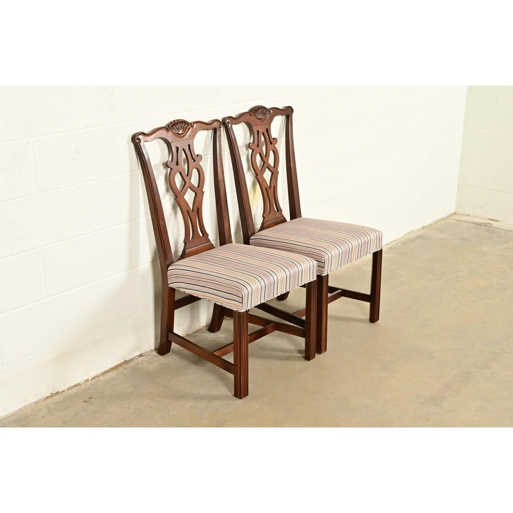 Drexel Heritage Georgian Carved Mahogany Side Chairs or Dining Chairs, Pair - Image 4