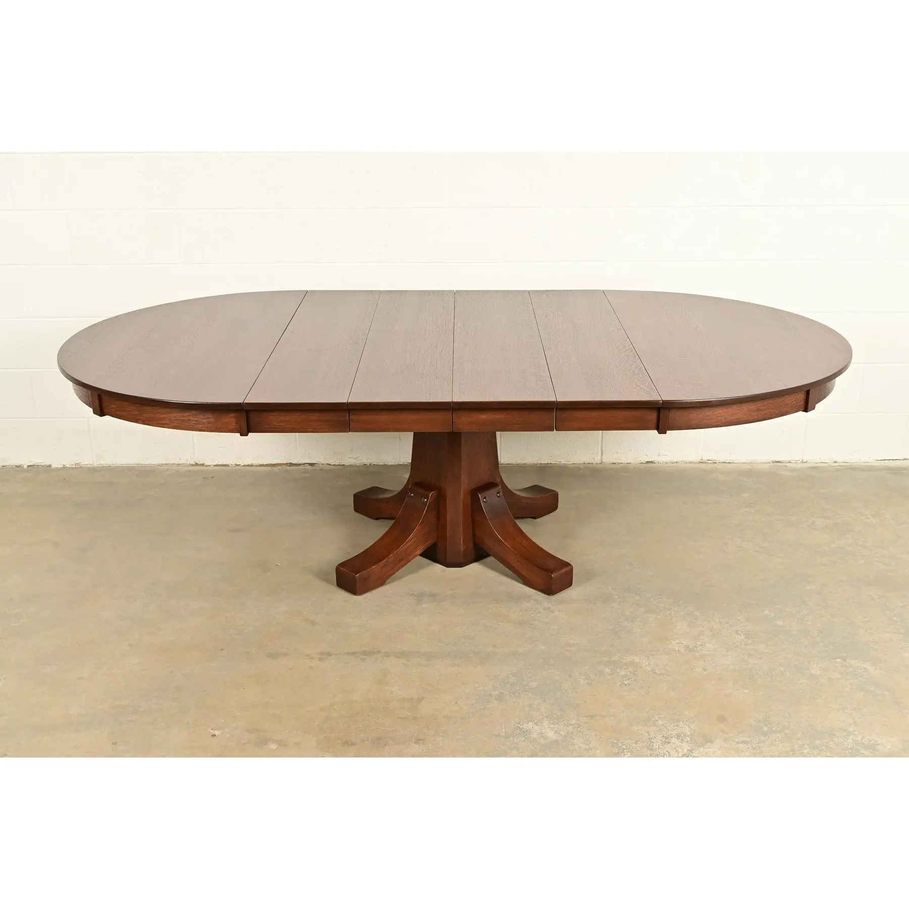 Stickley Brothers Antique Mission Oak Arts & Crafts Pedestal Extension Dining Table, Newly Refinished - Image 7